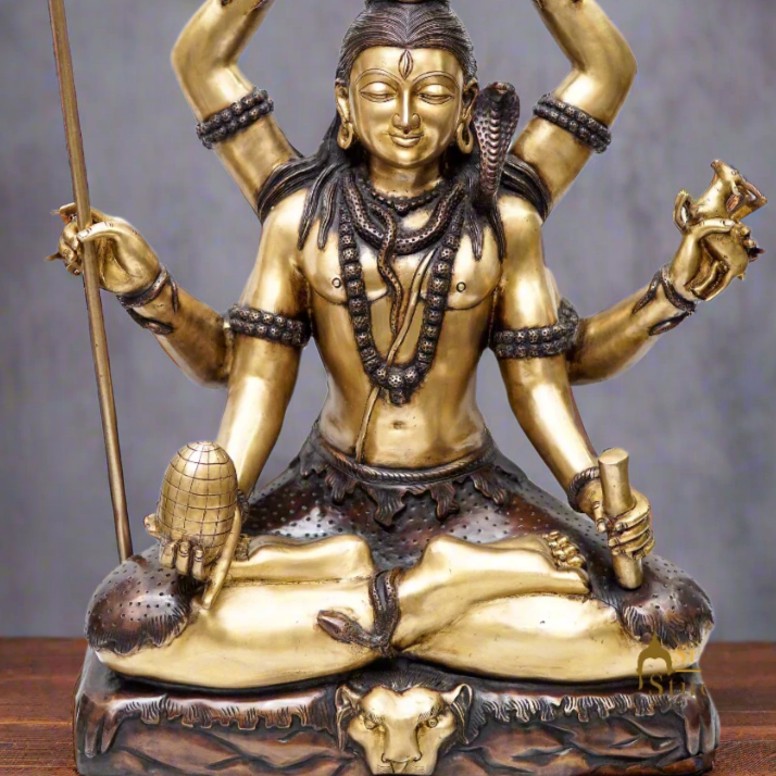 Brass Large Size Rare Shiva Idol With 6 Hands Exclusive Home Pooja Décor Statue 2.5 Feet - Image 2