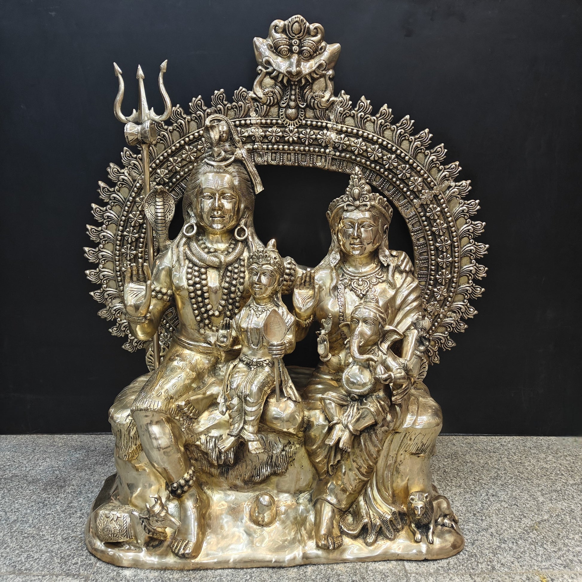 Brass Large Size The Complete Shiva Parivar Idol 45 Inches - Eco-friendly - Sama Homes