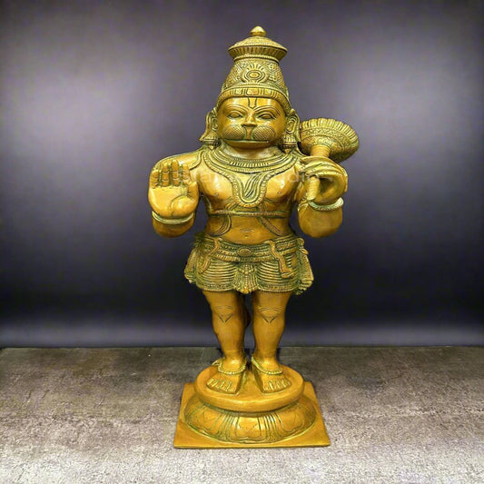 Brass Large Standing Hanuman Idol Copper Patina Finish For Home Decor 2 Feet