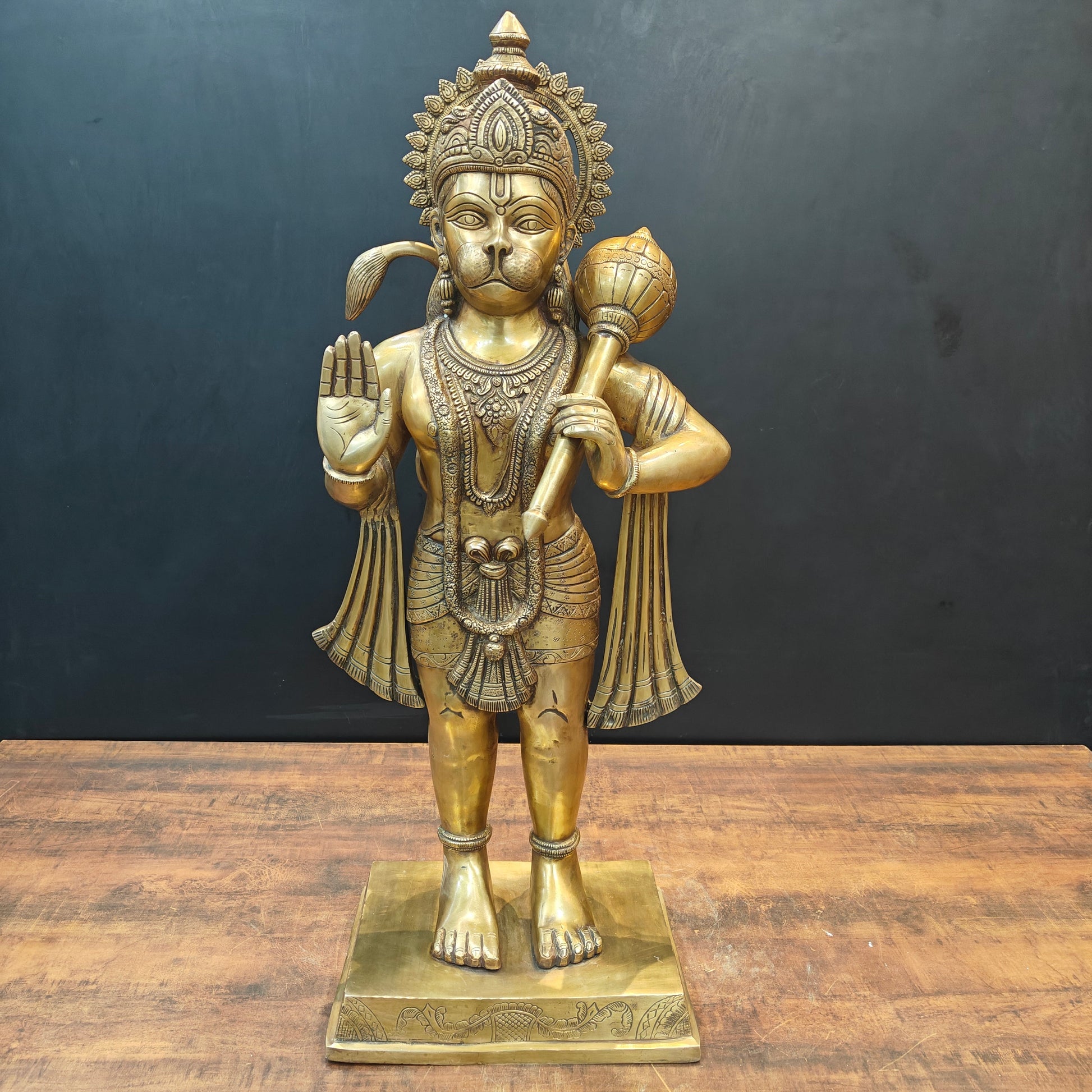 Brass Large Standing Hanuman Statue For Home Decor 3 Feet - Eco-friendly - Sama Homes