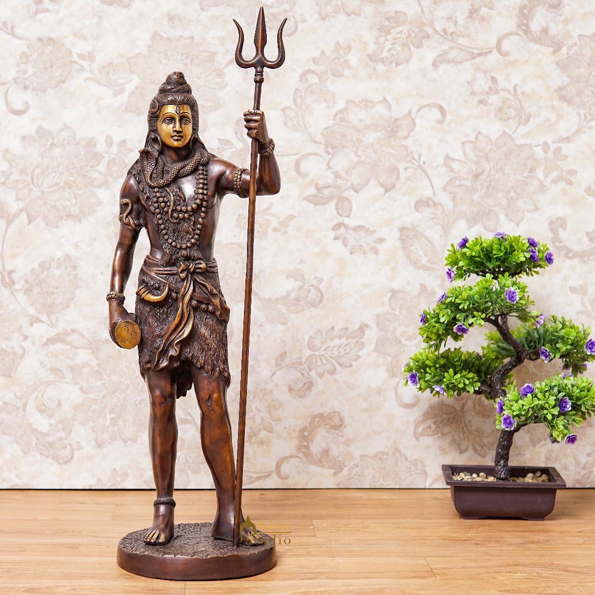 Brass Large Standing Lord Shiva Idol For Home Puja Room Decor 2 Feet - Eco-friendly - Sama Homes