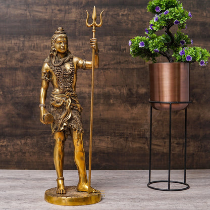 Brass Large Standing Lord Shiva Idol Mahadev For Home Puja Room Decor 2 Feet by vendor-unknown - Hindu Gods