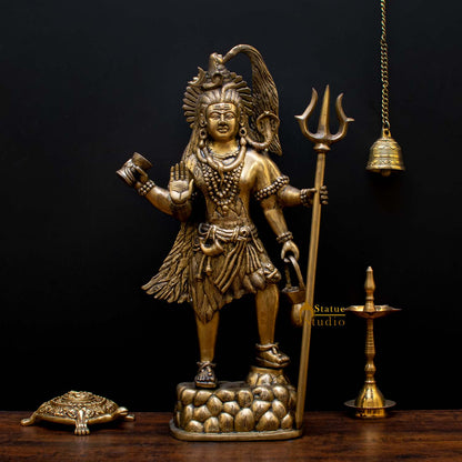 Brass Large Standing Shiv Shankar Bhagwan Murti For Home Decor 2 Feet by vendor-unknown - Hindu Gods