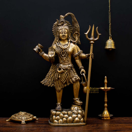 Brass Large Standing Shiv Shankar Bhagwan Murti For Home Decor 2 Feet