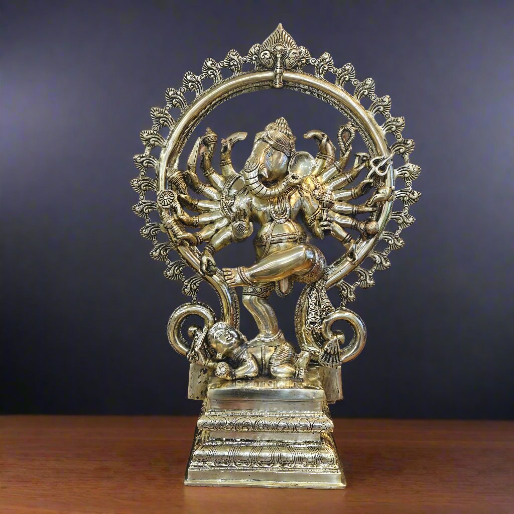 Brass Large Tandav Ganesha Statue 25 Inch - Eco-friendly - Sama Homes