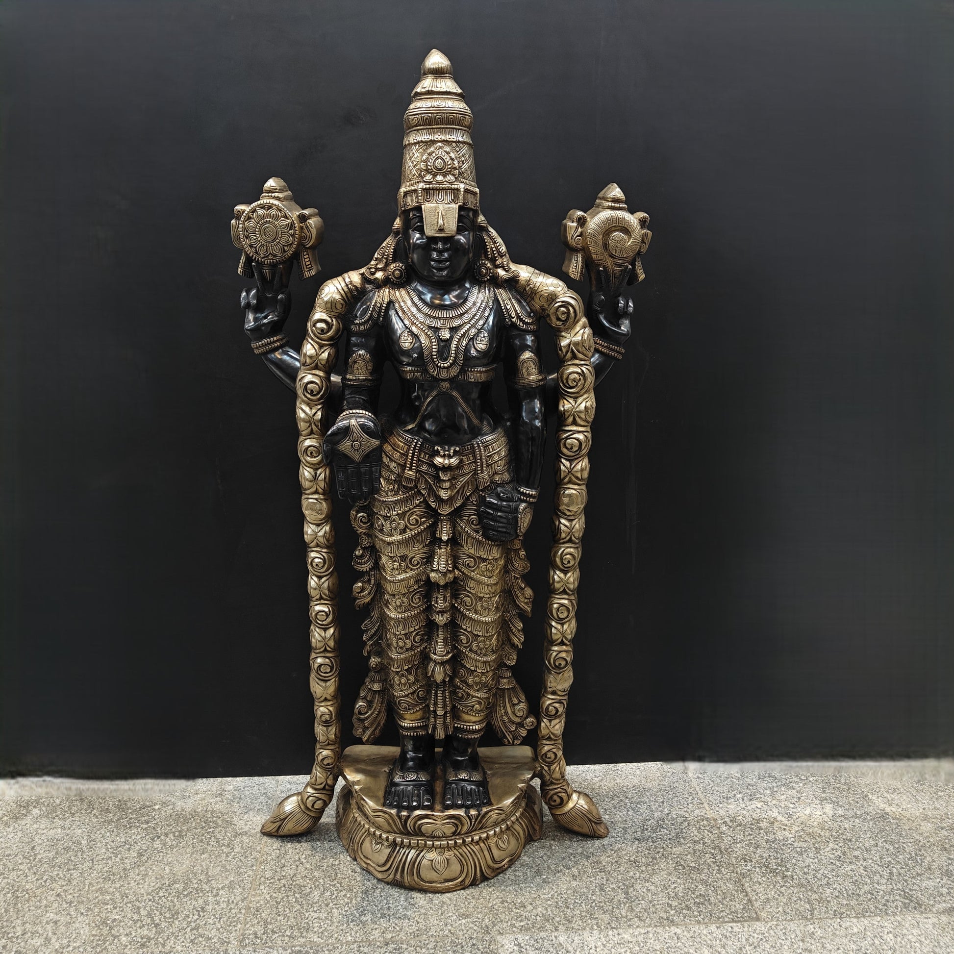 Brass Large Tirupati Balaji Idol Venkateshwara 5 Feet - Eco-friendly - Sama Homes
