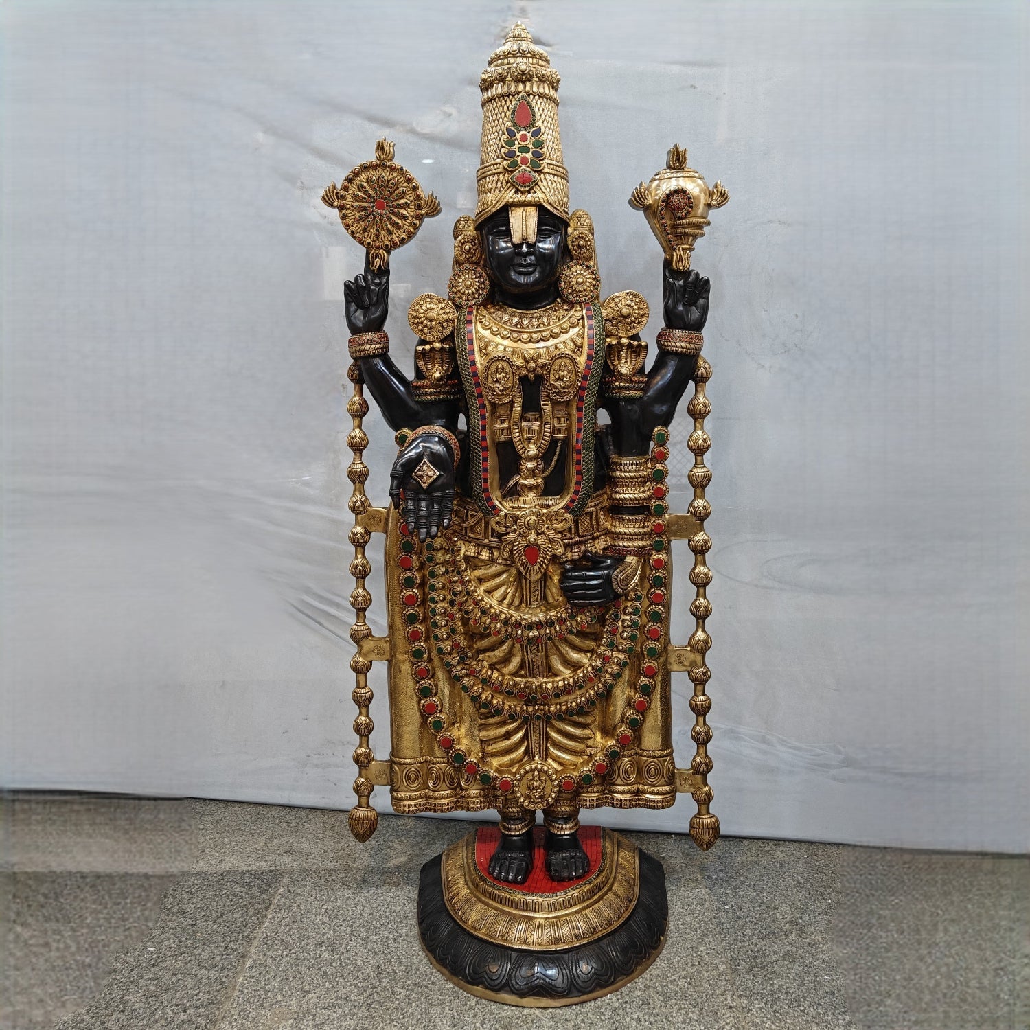 Brass Large Tirupati Balaji Idol Venkateshwara Swamy For Home Decor 6 Feet - Eco-friendly - Sama Homes