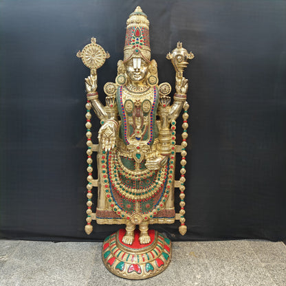 Brass Large Tirupati Balaji Lord Venkateshwara Swamy Idol 6 Feet by vendor-unknown - Hindu Gods
