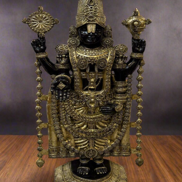 Brass Large Tirupati Balaji Statue Antique Finish For Home Decor 6 Feet - Image 2