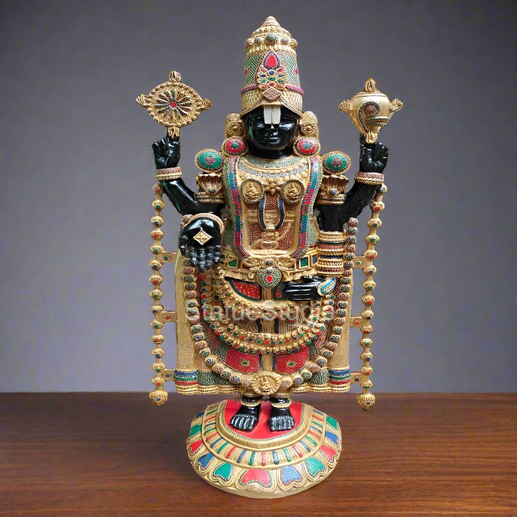 Brass Large Tirupati Balaji Statue Stone Work For Home Decor 6 Feet - Eco-friendly - Sama Homes