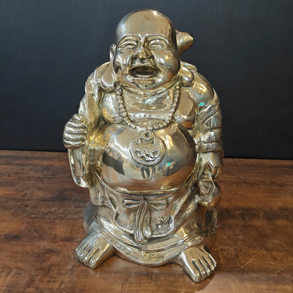 Brass Laughing Buddha Statue Good Luck 21 Inches by vendor-unknown - Buddha