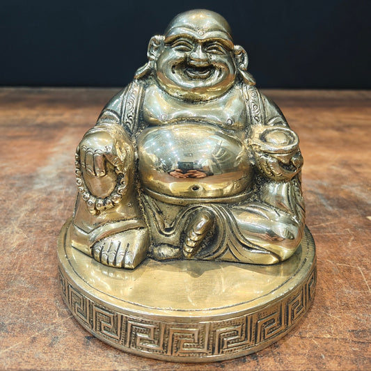 Brass Laughing Buddha Statue Good Luck For Home Decor 5.5 Inch