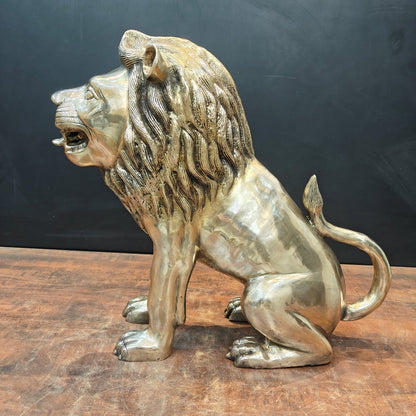 Brass Lion Statue Sculpture Antique Finish Decor Showpiece 22 Inch by vendor-unknown - Decor
