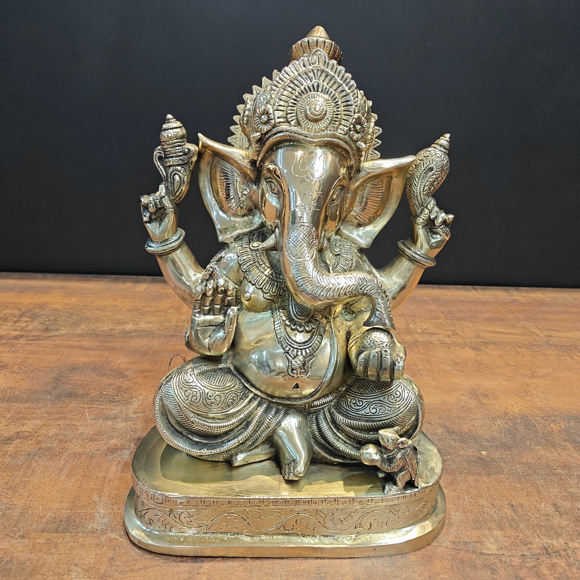 Brass Lord Ganesha Statue 13 Inch - Eco-friendly - Sama Homes