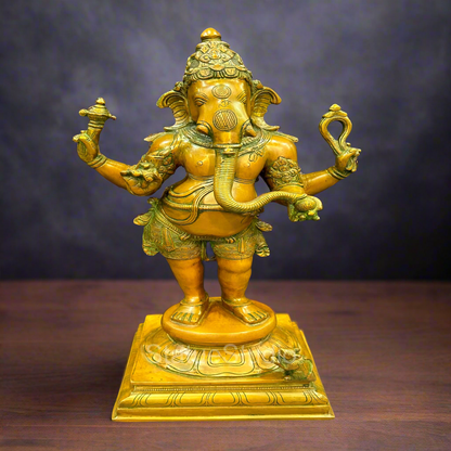 Brass Lord Ganesha Statue Copper Patina Finish For Home Decor Idol 20" by vendor-unknown - Hindu Gods
