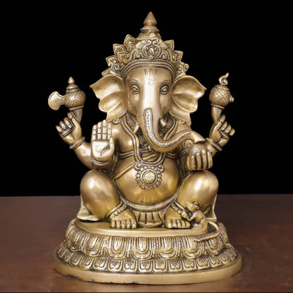 Brass Lord Ganesha Statue For Home Decor 14 Inches by vendor-unknown - Hindu Gods