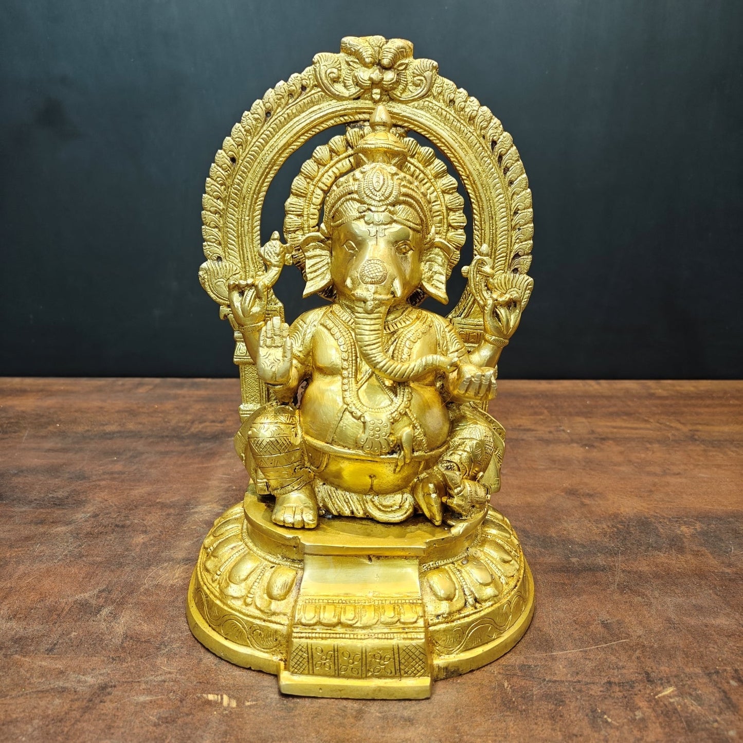 Brass Lord Ganesha Statue Golden Finish 11 Inch