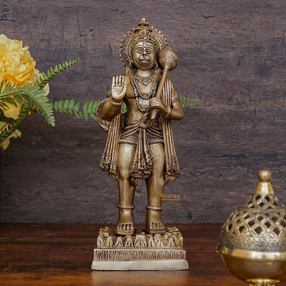 Brass Lord Hanuman Idol Pawan Putra God 17 Inch - Eco-friendly - Sama Homes