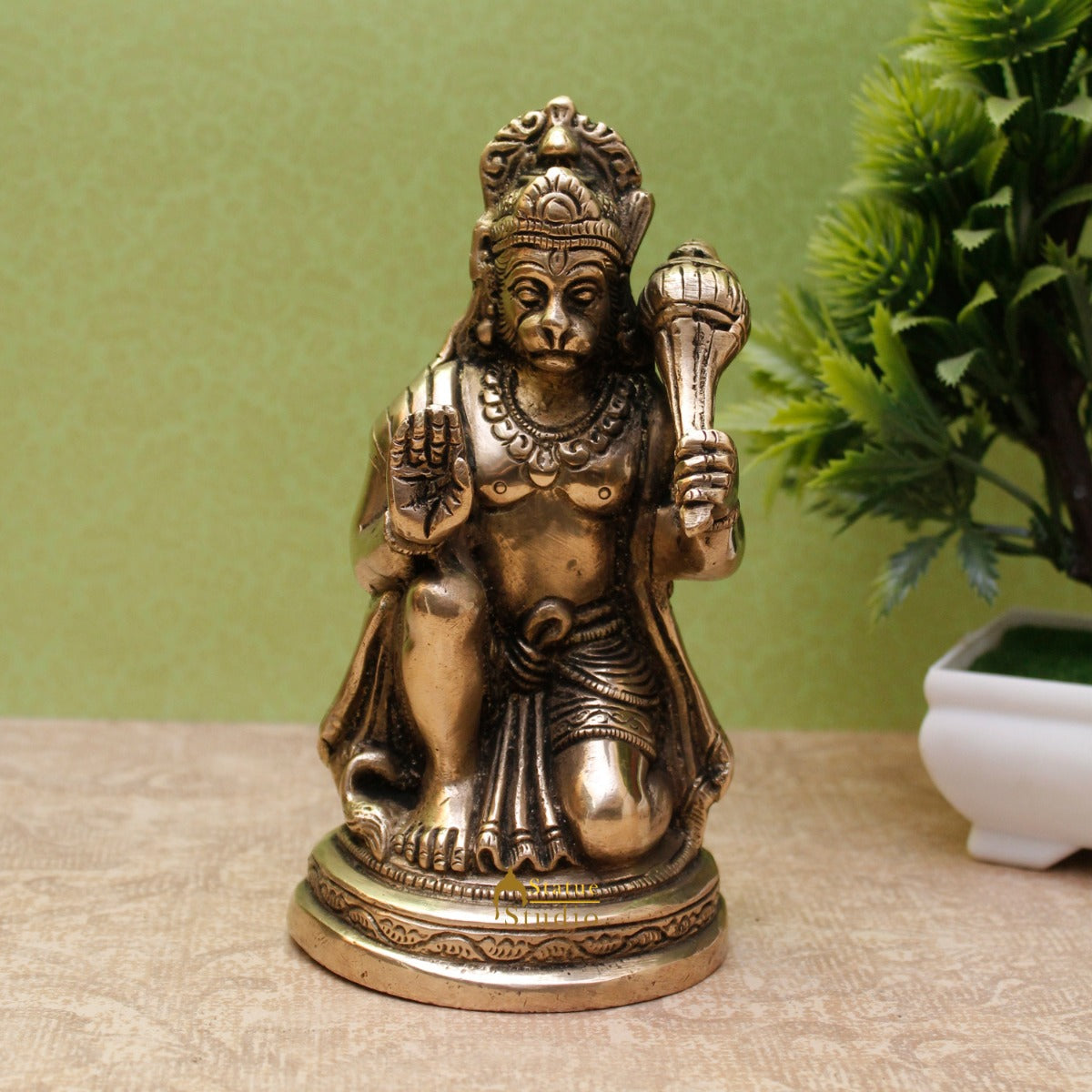 Brass Lord Hanuman Statue 6 Inch - Eco-friendly - Sama Homes