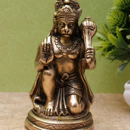 Brass Lord Hanuman Statue 6 Inch by vendor-unknown - Hindu Gods (View 2)
