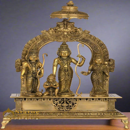 Brass Lord Rama Darbar Idol for Home Temple Decor Showpiece 1.5 Feet by vendor-unknown - Hindu Gods