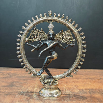Brass Lord Shiva As Nataraja Statue Dual Tone Finish 1.5 Feet by vendor-unknown - Hindu Gods