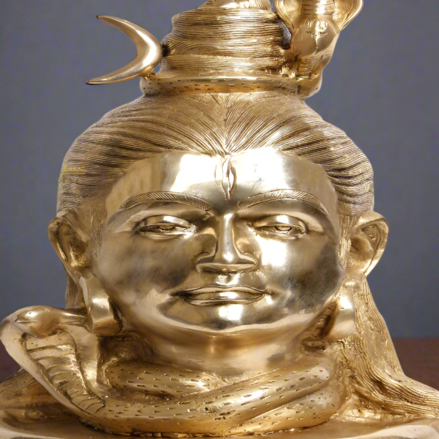 Brass Lord Shiva Head Statue 15 inches