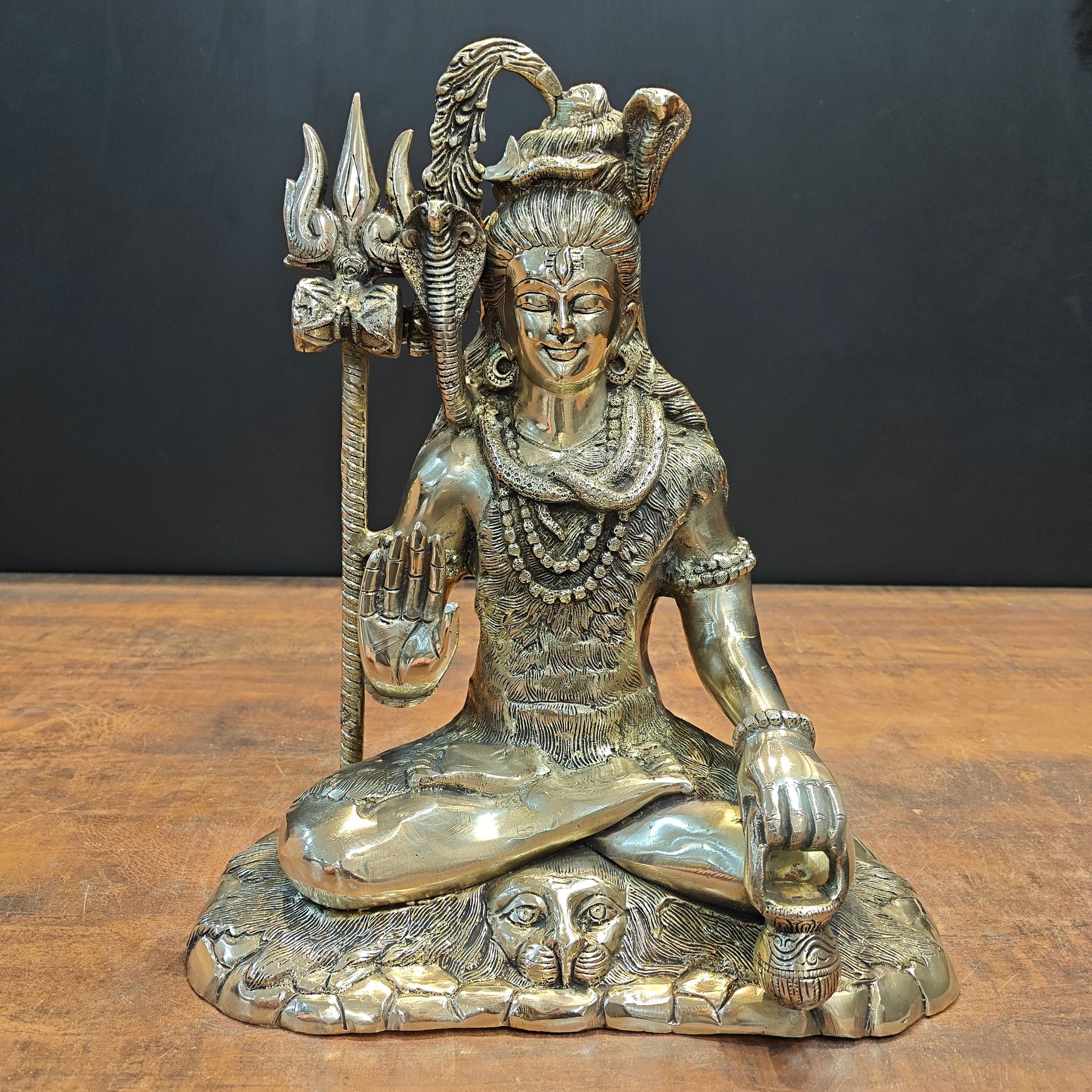 Brass Lord Shiva Idol Antique Finish 15 Inches - Eco-friendly - Sama Homes