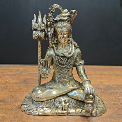 Brass Lord Shiva Idol Antique Finish 15 Inches by vendor-unknown - Hindu Gods