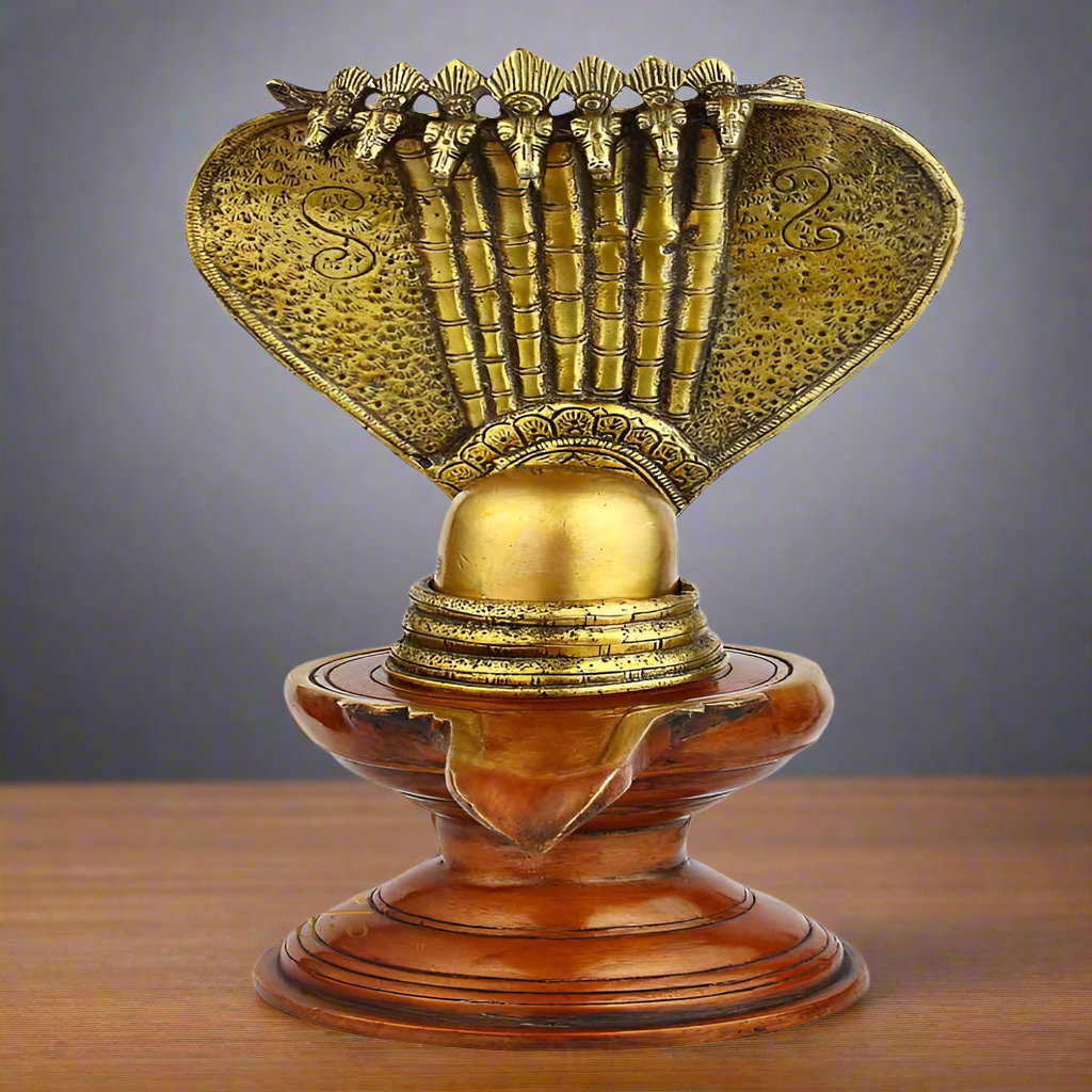 Brass Lord Shiva Lingam Shivling Idol Antique Finish For Home Decor 13" - Eco-friendly - Sama Homes