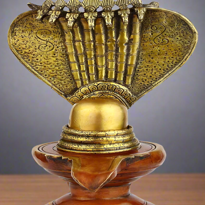 Brass Lord Shiva Lingam Shivling Idol Antique Finish For Home Decor 13"