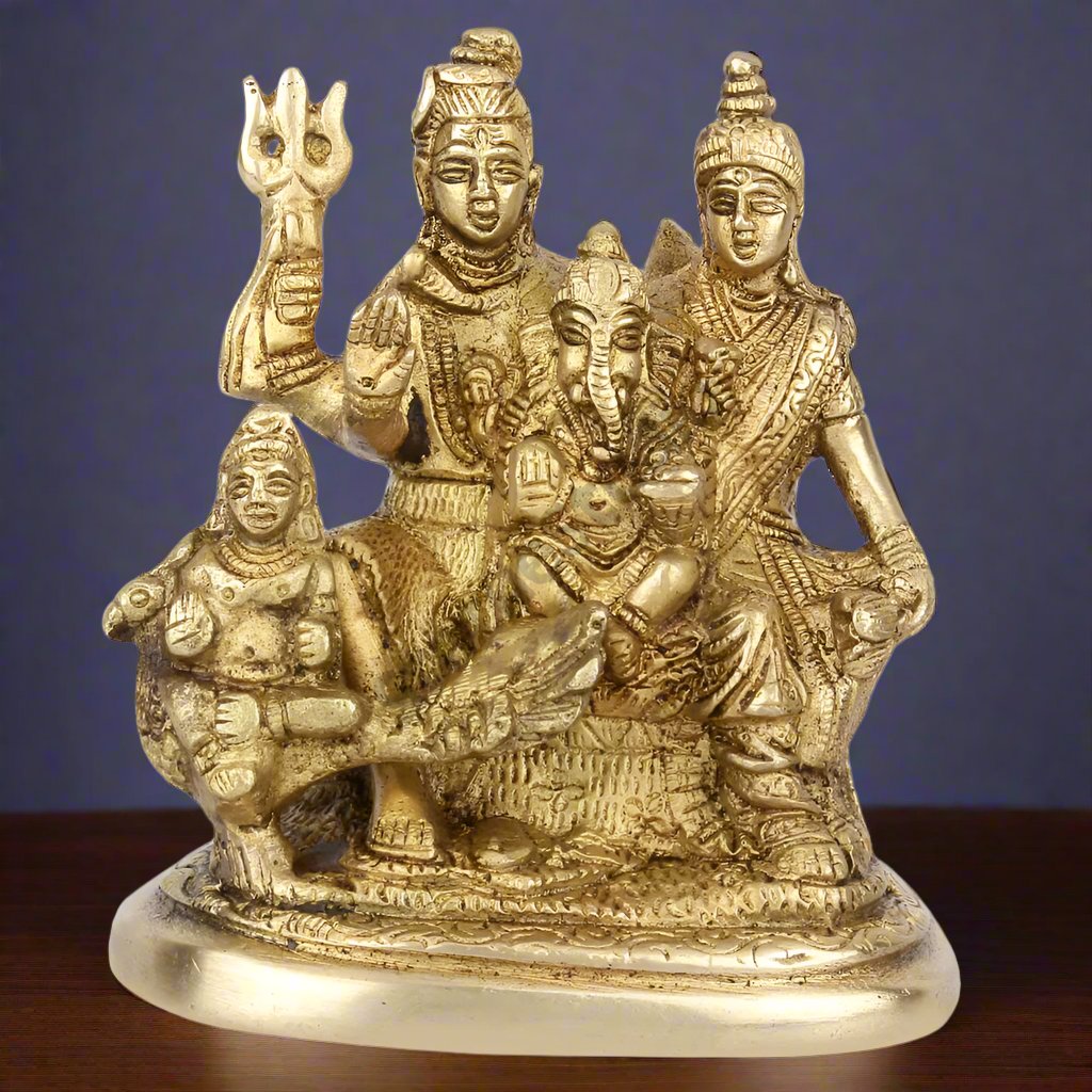 Brass Lord Shiva Parivar Statue For Home Decor 5 Inch