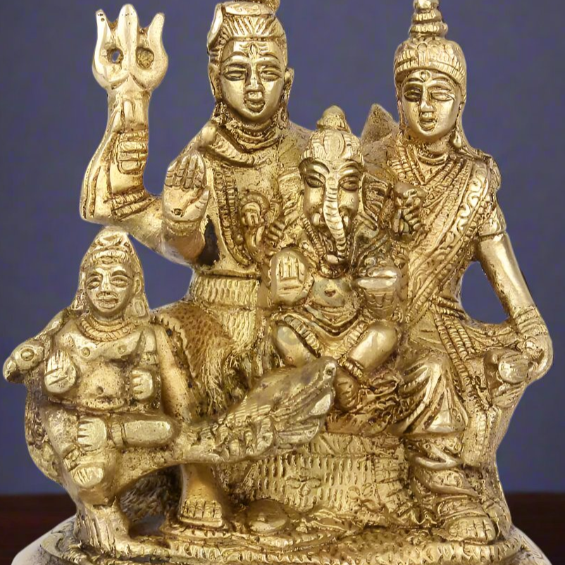 Brass Lord Shiva Parivar Statue For Home Decor 5 Inch