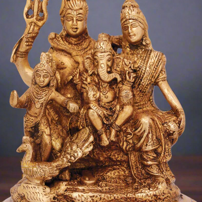 Brass Lord Shiva Parivar Statue For Home Temple Decor 5 Inch by vendor-unknown - Hindu Gods (View 2)