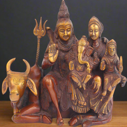 Brass Lord Shiva Parivar With Parvati Ganesha Kartik Nandi 8 Inch by vendor-unknown - Hindu Gods (View 2)