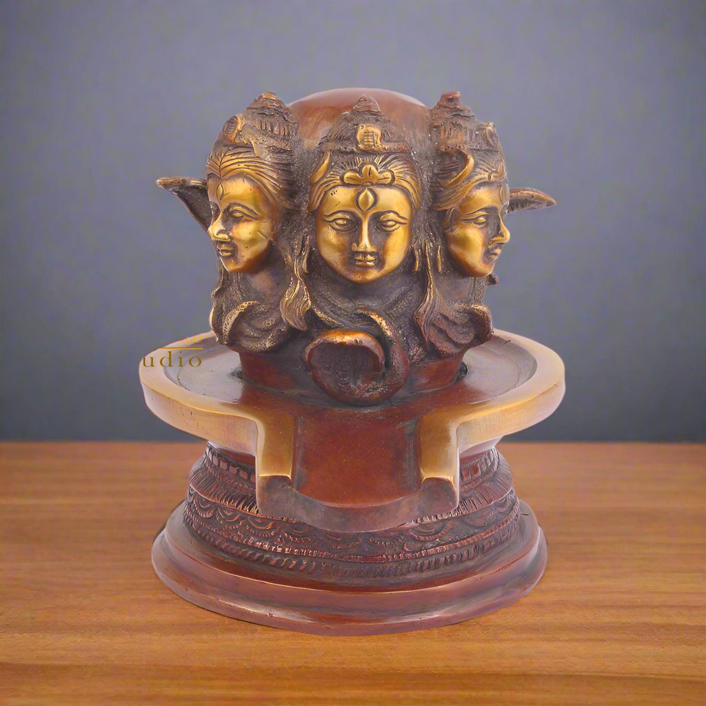 Brass Lord Shiva Sacred Holy Shivling For Temple Religious Décor 7" - Eco-friendly - Sama Homes