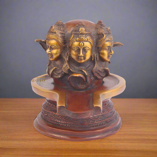Brass Lord Shiva Sacred Holy Shivling For Temple Religious Décor 7"