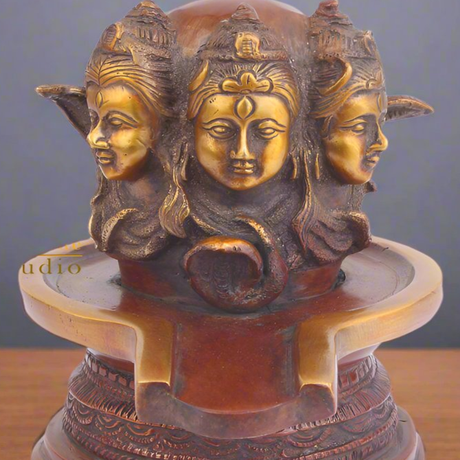 Brass Lord Shiva Sacred Holy Shivling For Temple Religious Décor 7"