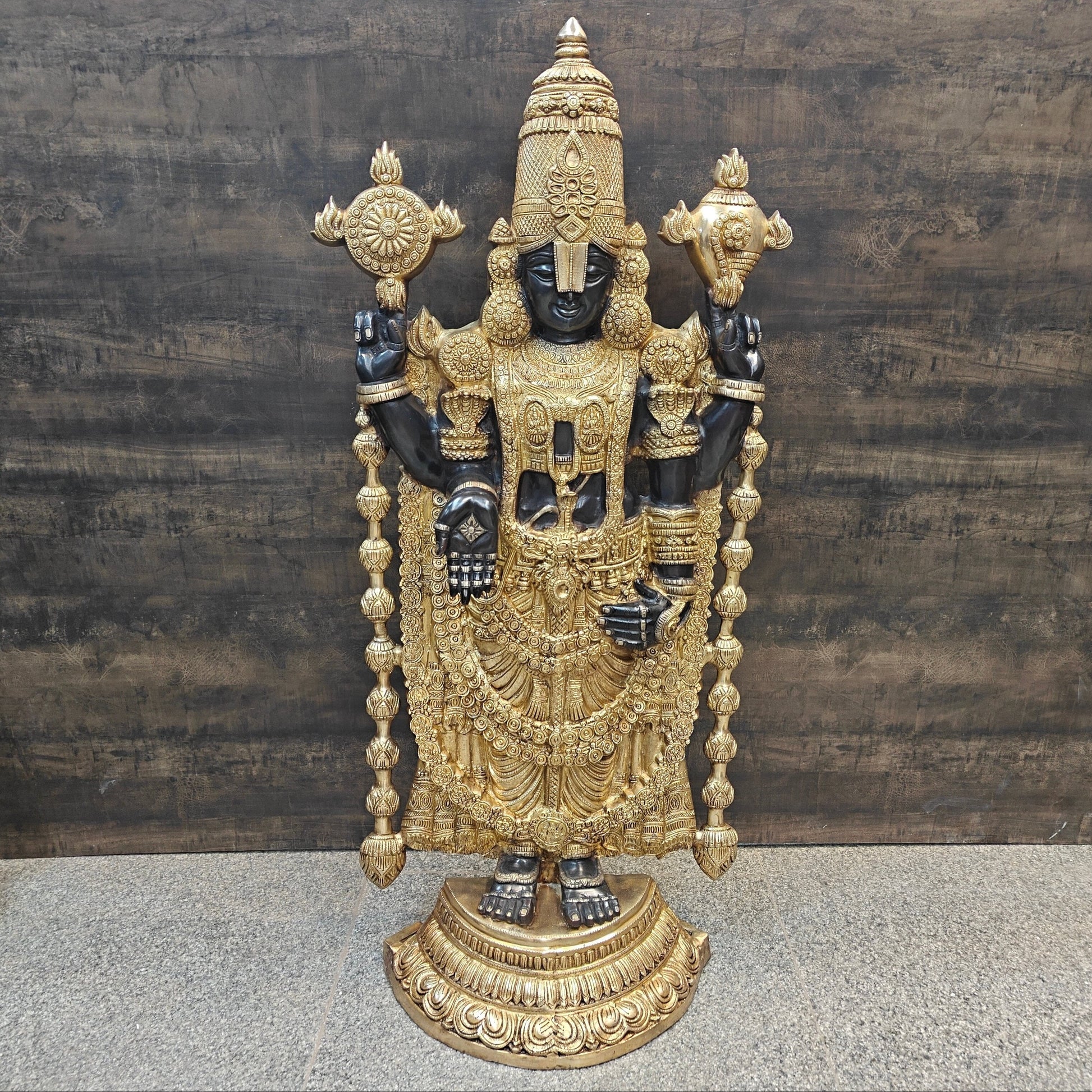 Brass Lord Tirupathi Balaji Idol Antique Finish 4 Feet - Eco-friendly - Sama Homes