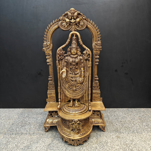 Brass Lord Tirupati Balaji Idol Venkateshwara Swamy Antique Finish 3 Feet