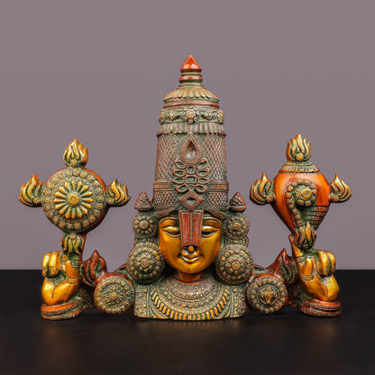 Brass Lord Venkateshwara Tirupati Balaji Face Wall Hanging 20 Inch by vendor-unknown - Hindu Gods