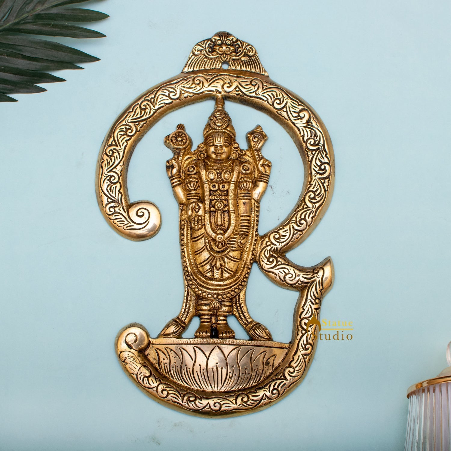 Brass Lord Venkateshwara Tirupati Balaji Wall Hanging 13 Inch - Eco-friendly - Sama Homes