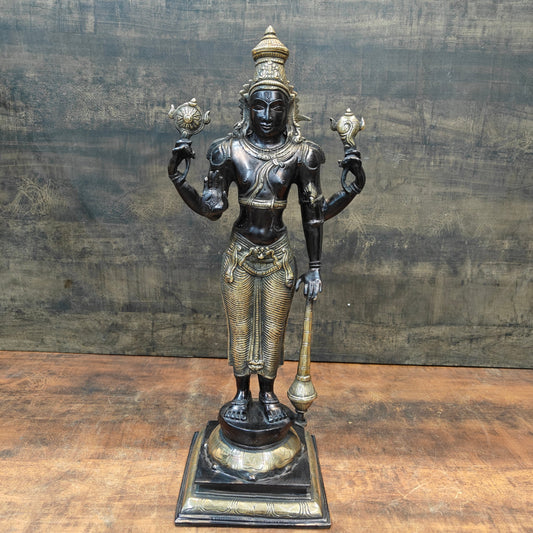 Brass Lord Vishnu Idol Black & Gold Finish 20 Inches