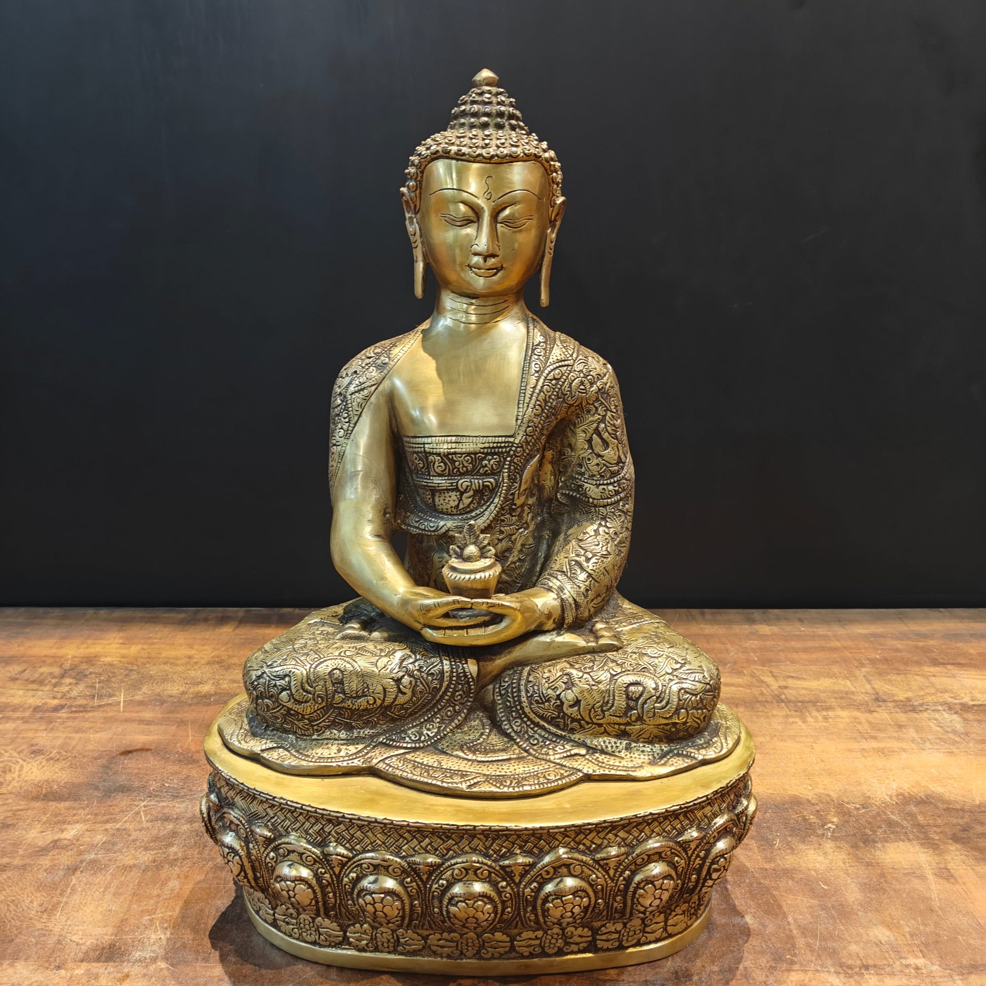 Brass Meditation Buddha Statue Antique Finish 2 Feet - Eco-friendly - Sama Homes