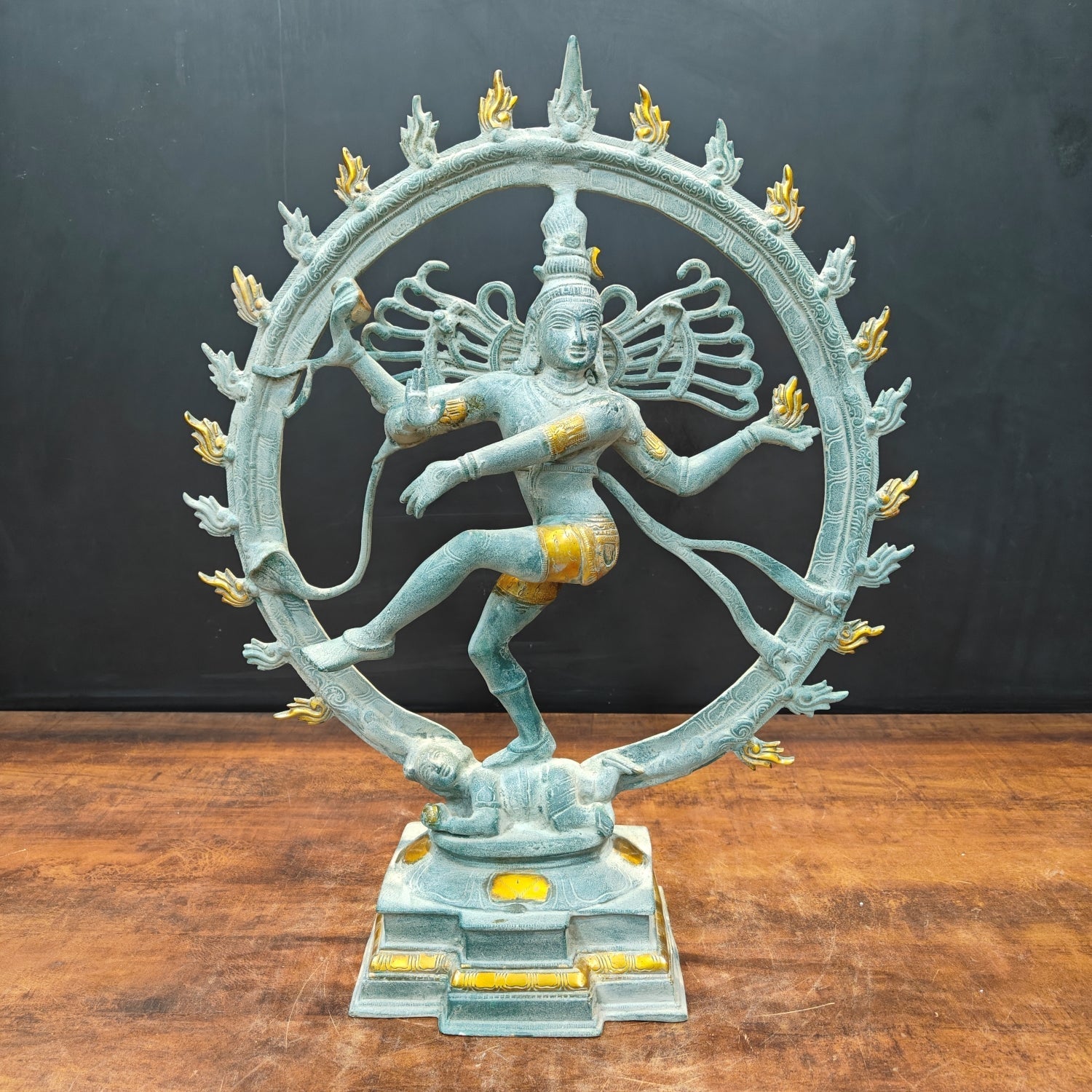 Brass Nataraja Idol Dancing Shiva Sculpture Antique Finish 2 Feet - Eco-friendly - Sama Homes