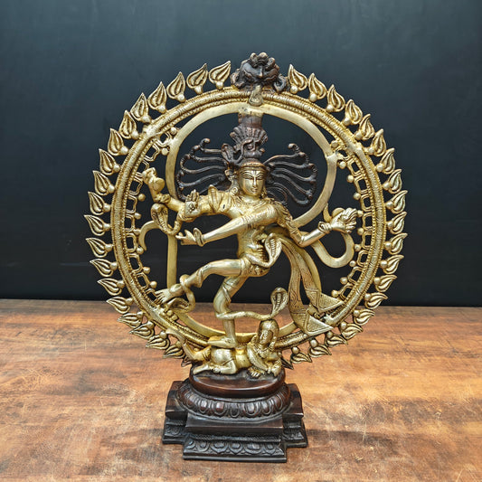 Brass Nataraja Idol With OM Symbol For Home Decor 1.5 Feet