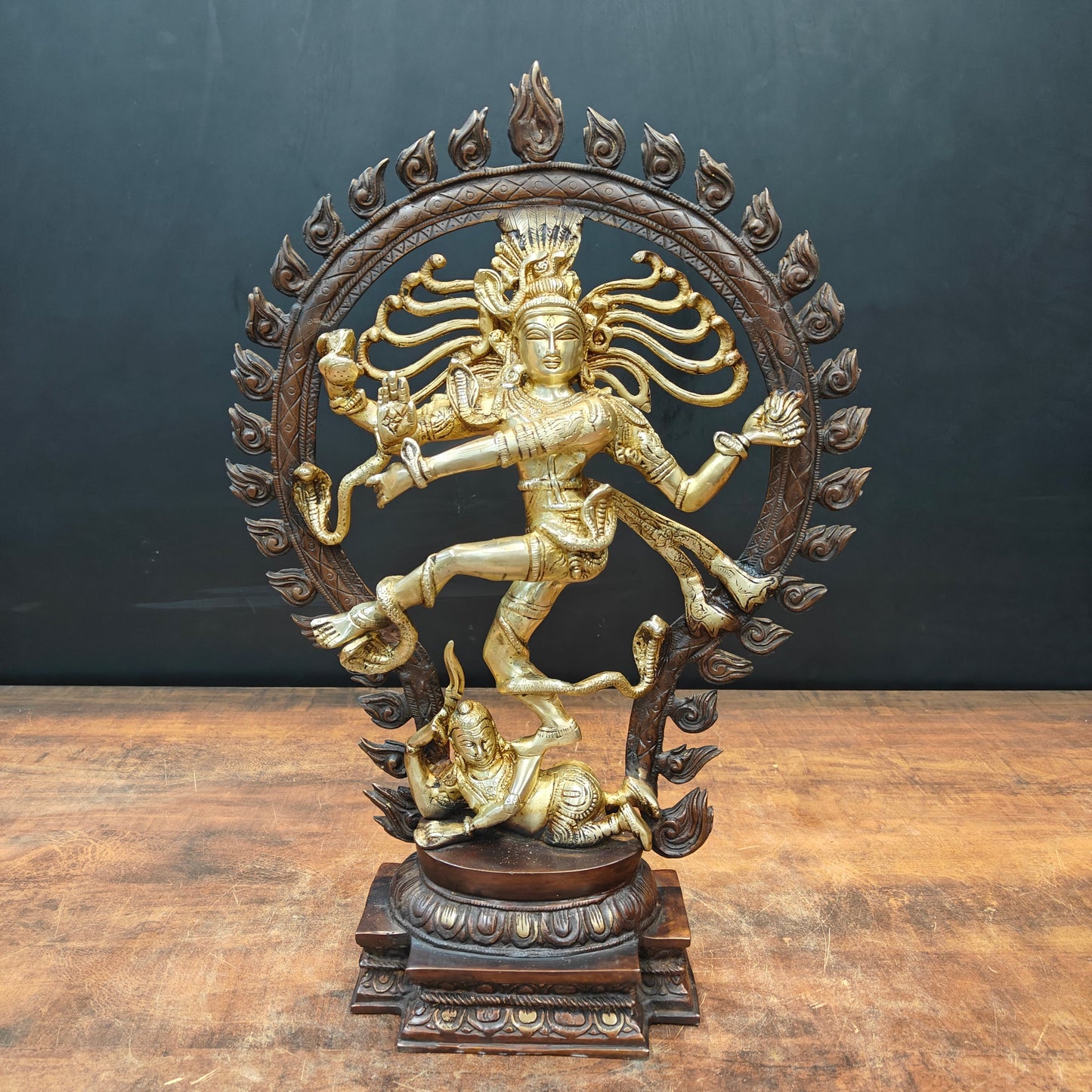 Brass Nataraja Statue Dancing Shiva Sculpture Antique Finish 20 Inch