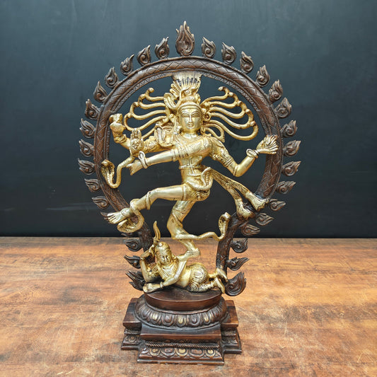 Brass Nataraja Statue Dancing Shiva Sculpture Antique Finish 20 Inch