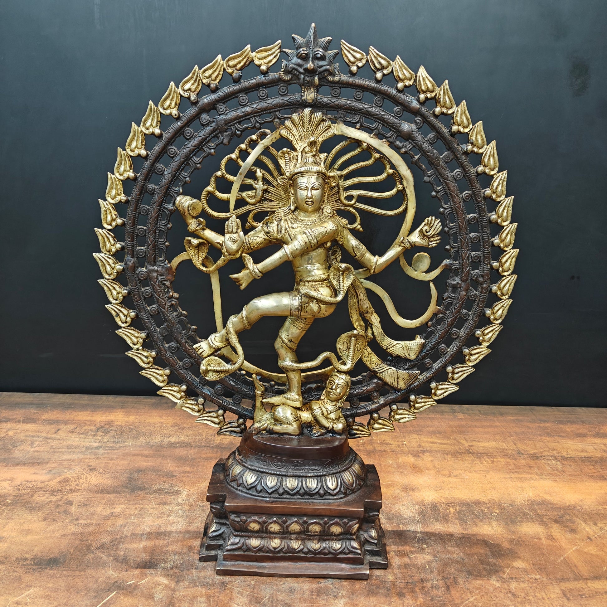 Brass Nataraja Statue Sculpture Antique Chola Finish 26 Inches - Eco-friendly - Sama Homes