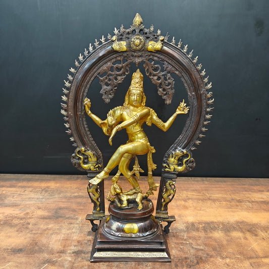 Brass Nataraja Statue Sculpture Dual Tone Finish 25 Inches